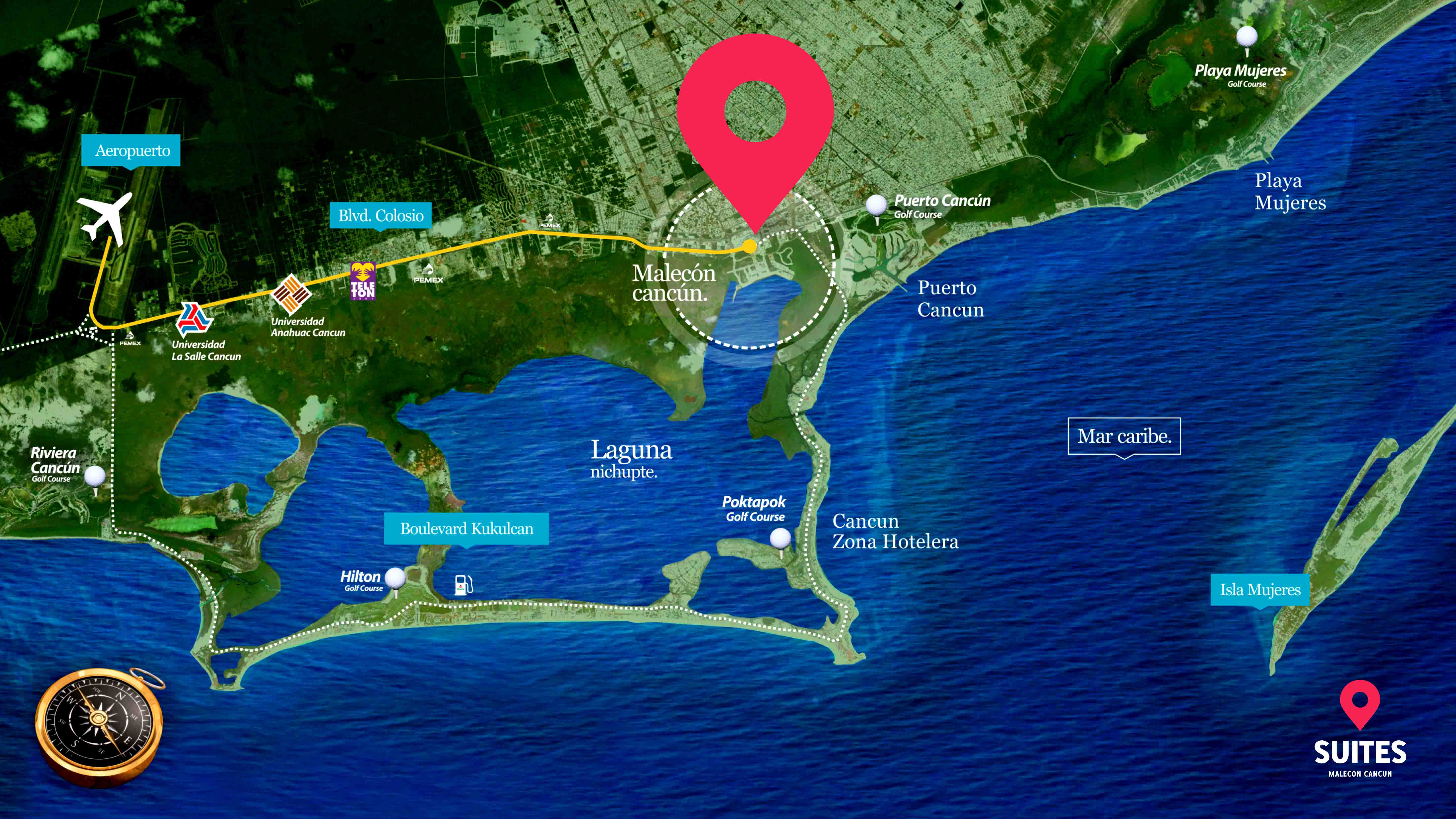 Mapa de Suites Malecon Cancún